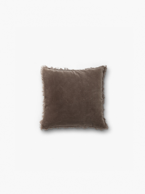 CUSHION COVER VELVET & LINEN - Ash Brown