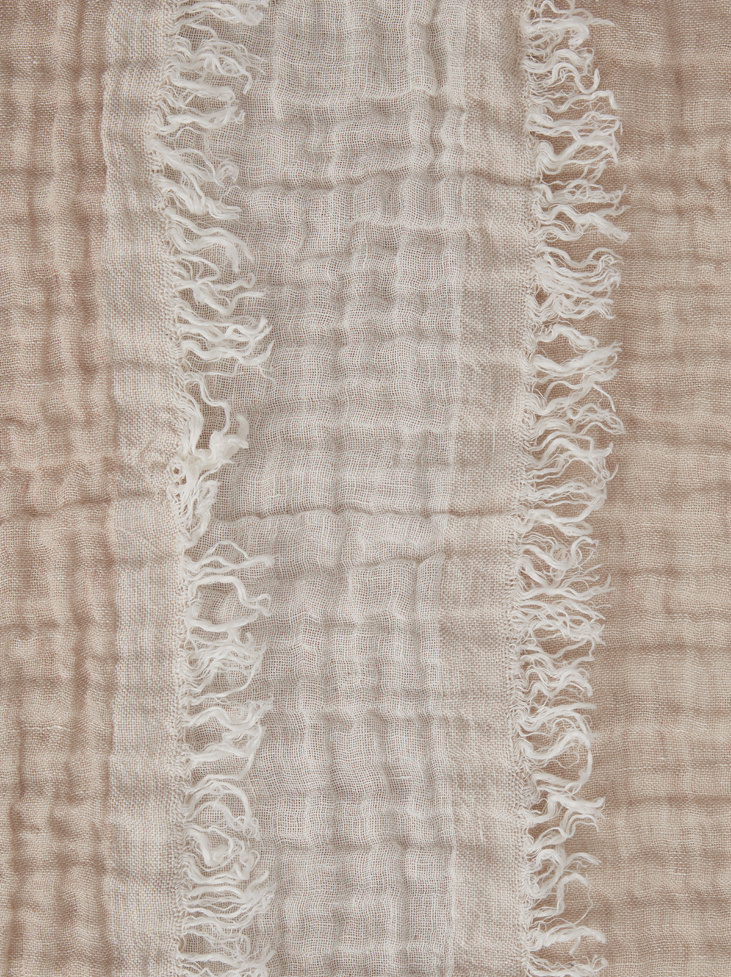 LINEN THROW - Desert Beige/Off White