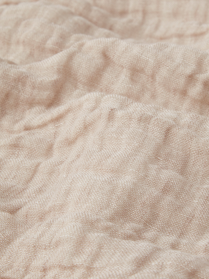 LINEN THROW - Desert Beige/Off White