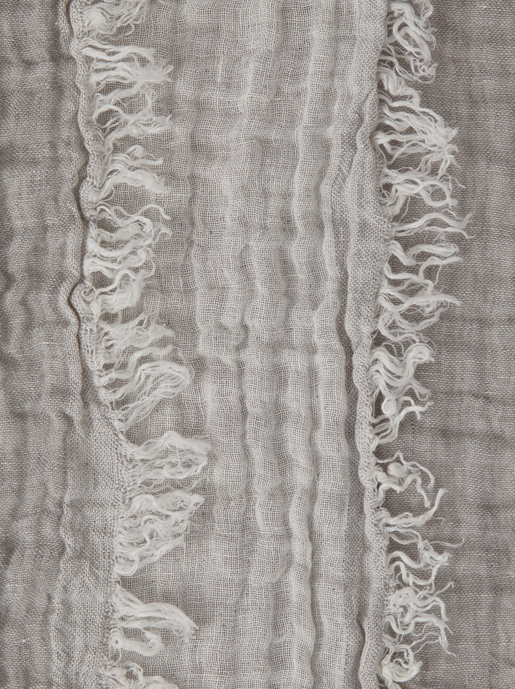 LINEN THROW - Misty Grey/Off White