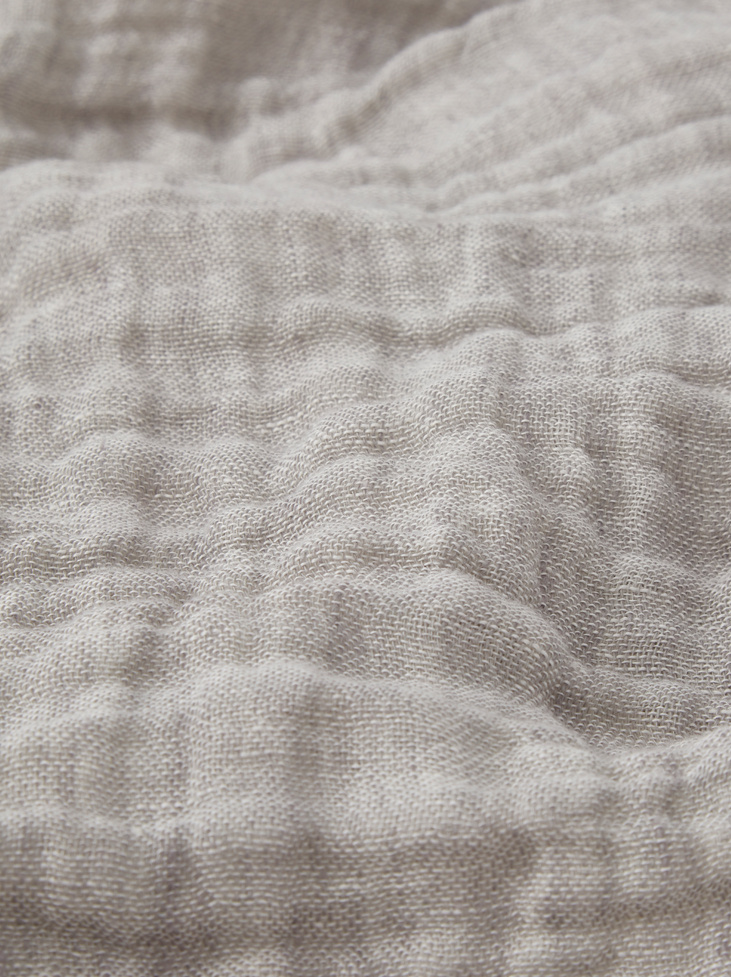 LINEN THROW - Misty Grey/Off White