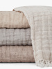 LINEN THROW - Misty Grey/Off White LINEN THROW - Misty Grey/Off White