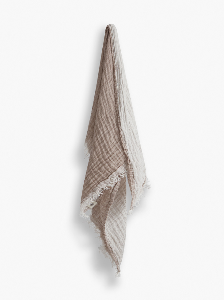 LINEN THROW - Ash Brown/Off White