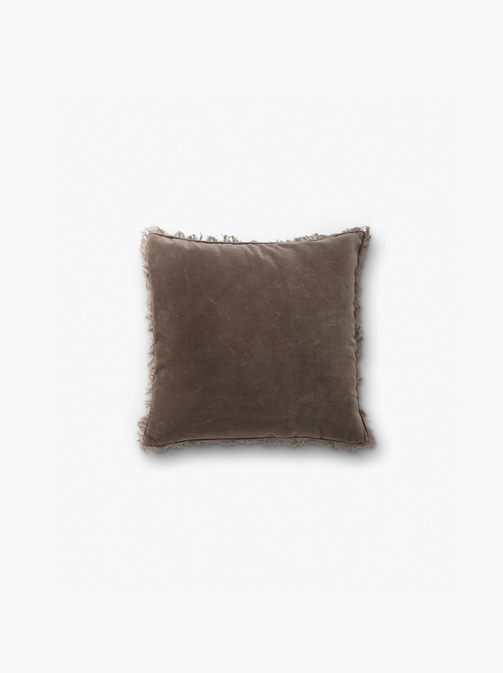 CUSHION COVER VELVET & LINEN - Ash Brown